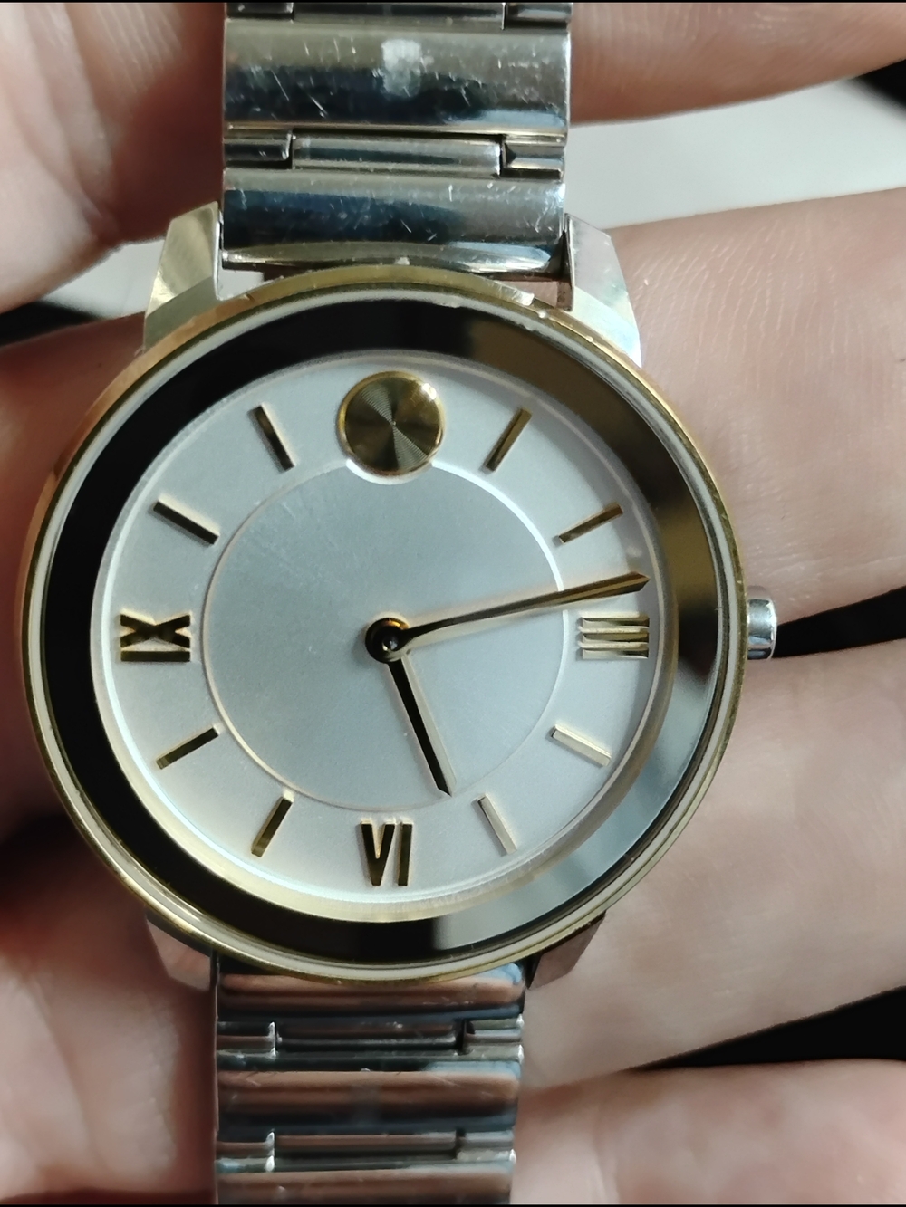 Movado Two-Tone Silver and Gold Accent Bracelet Watch